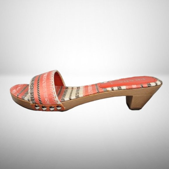 Prada Coral Orange Wooden Mule Sandals - New - Size: 40 - Picture 9 of 12